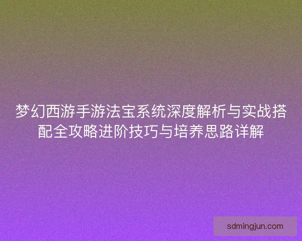 梦幻西游手游法宝系统深度解析与实战搭配全攻略进阶技巧与培养思路详解
