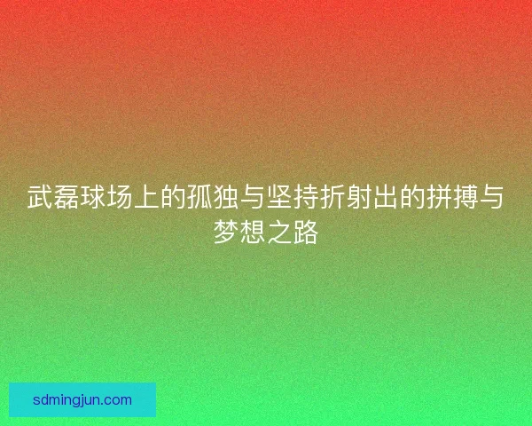 武磊球场上的孤独与坚持折射出的拼搏与梦想之路
